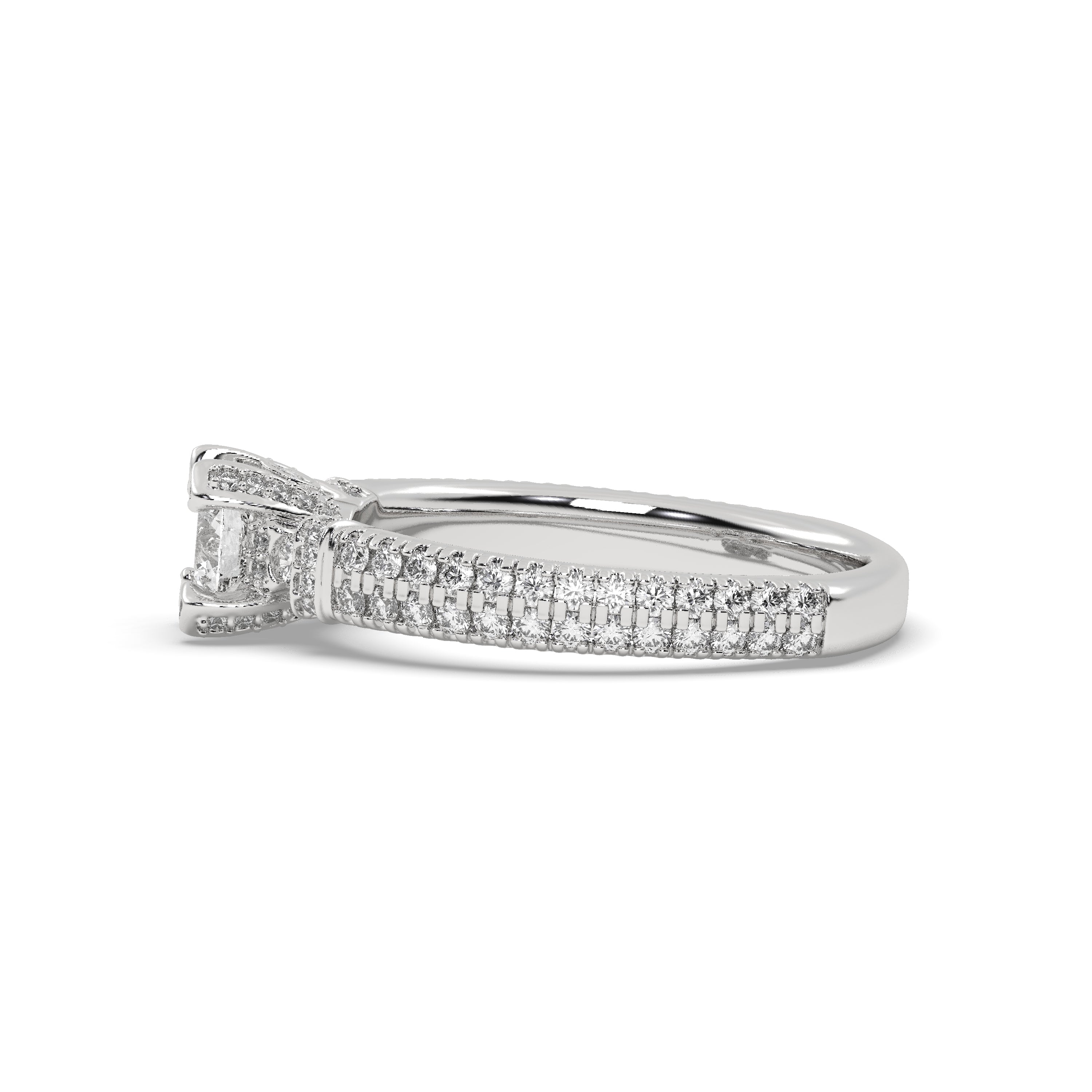 White Gold Studded 1.444 Carat Lab Grown Diamond Ring-F Color VS1 Clarity.